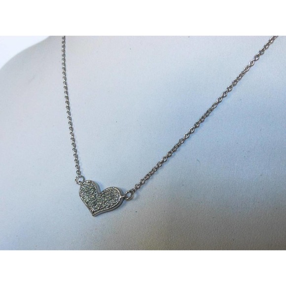 Vintage Sterling Silver Heart Choker Necklace , 16 Inch - Picture 6 of 7